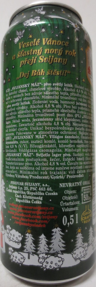 Svijany VÁNOČNÍ MÁZ Světlý ležák (50cl) (B/O)