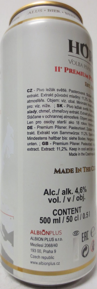 HORAL VOLBA PIVNÍCH ZNALCŮ 11% PREMIUM PILSNER LAGER 1860 (50cl) (B/O) č.1
