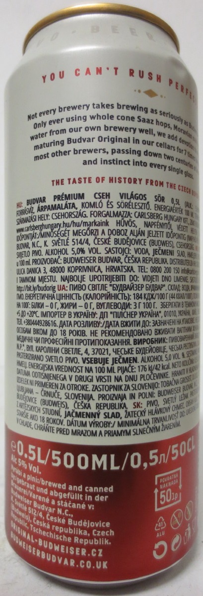 Budvar ORIGINAL CZECH LAGER BUDWEIS CZECH REPUBLIC (50cl) (B/O) Nr.3