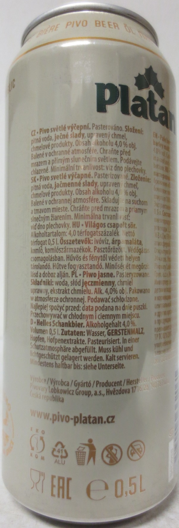 Platan DESÍTKA SVĚTLÉ VÝČEPNÍ PALE DRAUGHT BEER (50cl) (B/O) č.1