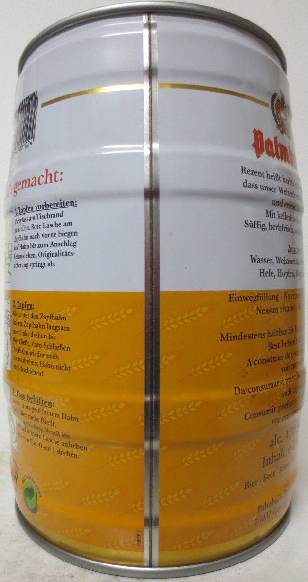 Palmbräu REZENT WEIZEN hell mit feiner Hefe (5L) Nr.1