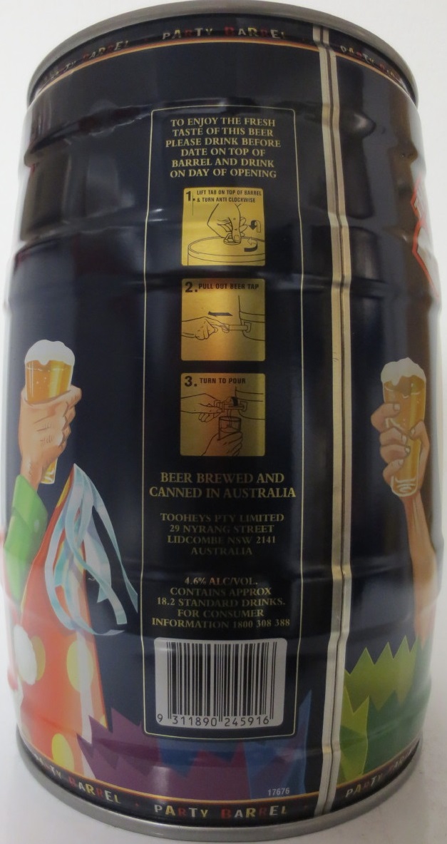 TOOHEYS NEW 5 LITRES THE PARTY BARREL (5L) Nr.1 