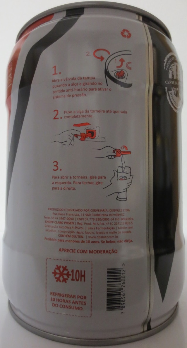 CHOPP PILSEN Jolnville Esporte Clube Santa Catarina (5L) Nr.1 