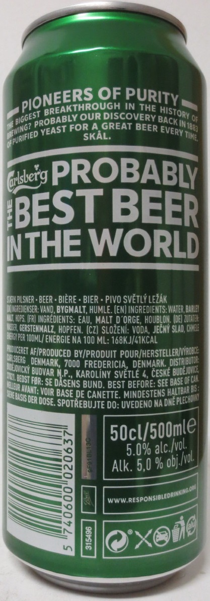 Carlsberg DANISH PILSNER 1874 ONWARDS (50cl) (B/O)