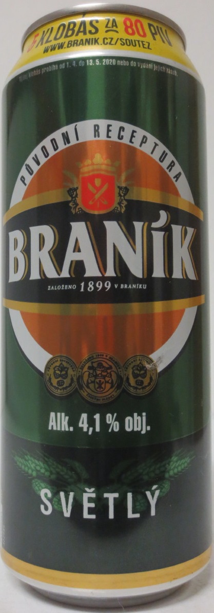 BRANÍK Alk. 4,1% obj. SVĚTLÝ KLOBÁSY JSOU ZPĚT 2020 (CZ) (50cl) (B/O) č.1