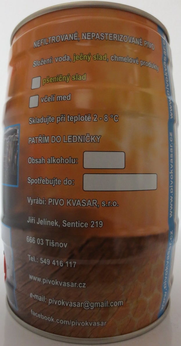 SENTICKÝ KVASAR nefiltrované pivo od Jelínka (5L) č.2