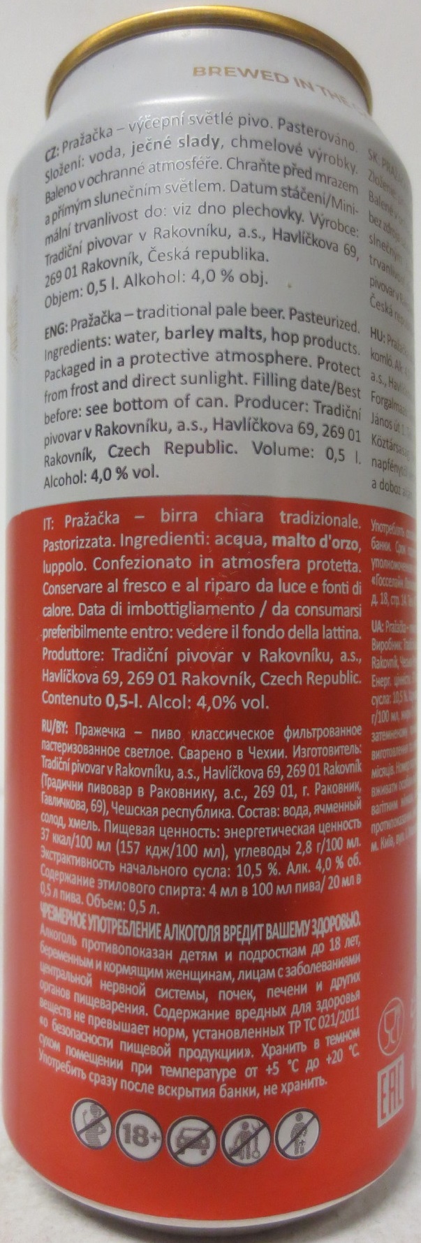 PRAŽAČKA SVĚTLÁ DESÍTKA PALE LAGER (50cl) (B/O) 