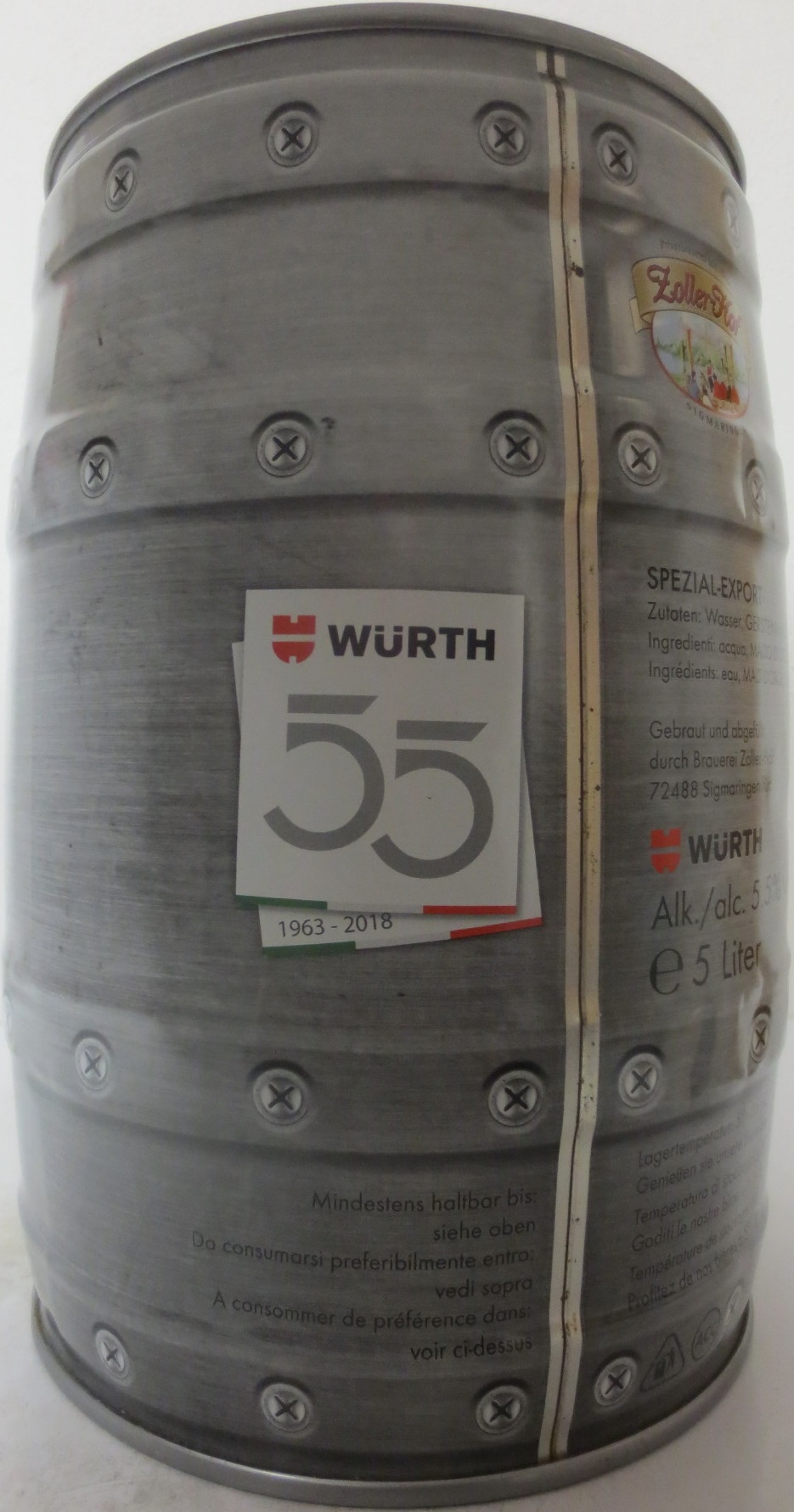 WÜRTH PREMIUM BEER Zoller-Hof SPEZIAL-EXPORT 1963-2018 55 (5L) Nr.1