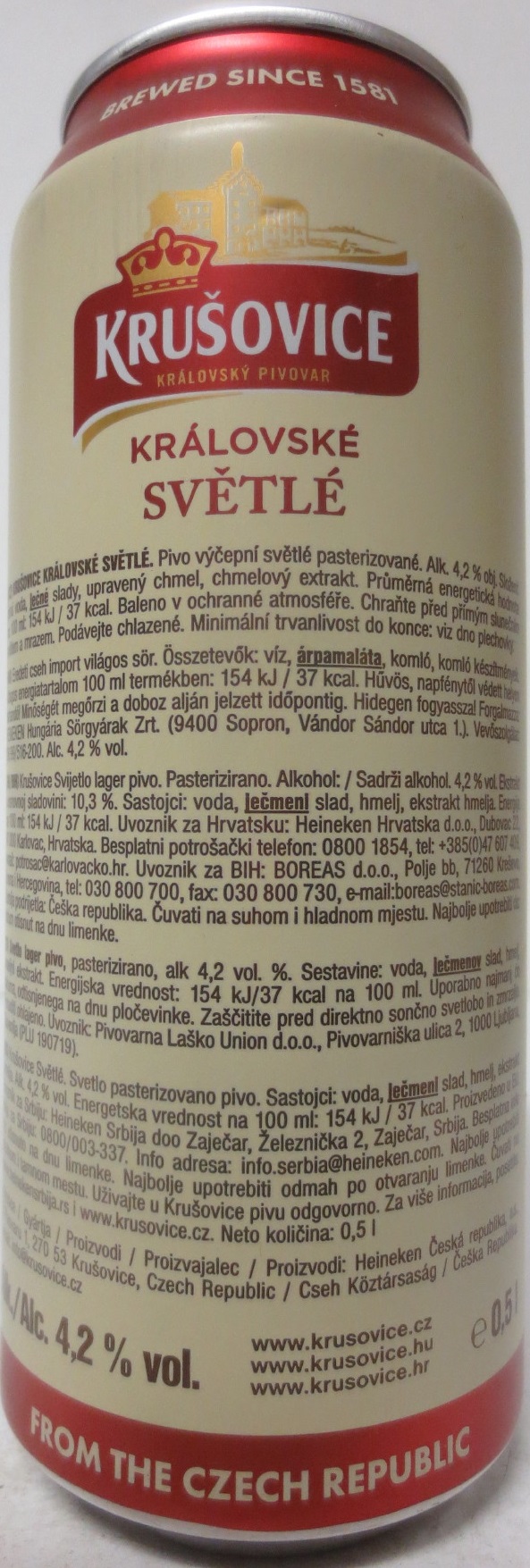 KRUŠOVICE KRÁLOVSKÝ PIVOVAR KRÁLOVSKÉ SVĚTLÉ ORIGINÁL (50cl) (B/O) č.1
