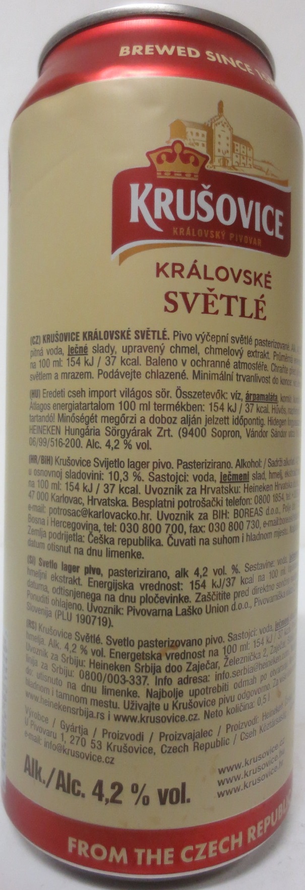 KRUŠOVICE KRÁLOVSKÝ PIVOVAR KRÁLOVSKÉ SVĚTLÉ ORIGINÁL (50cl) (B/O) č.2  