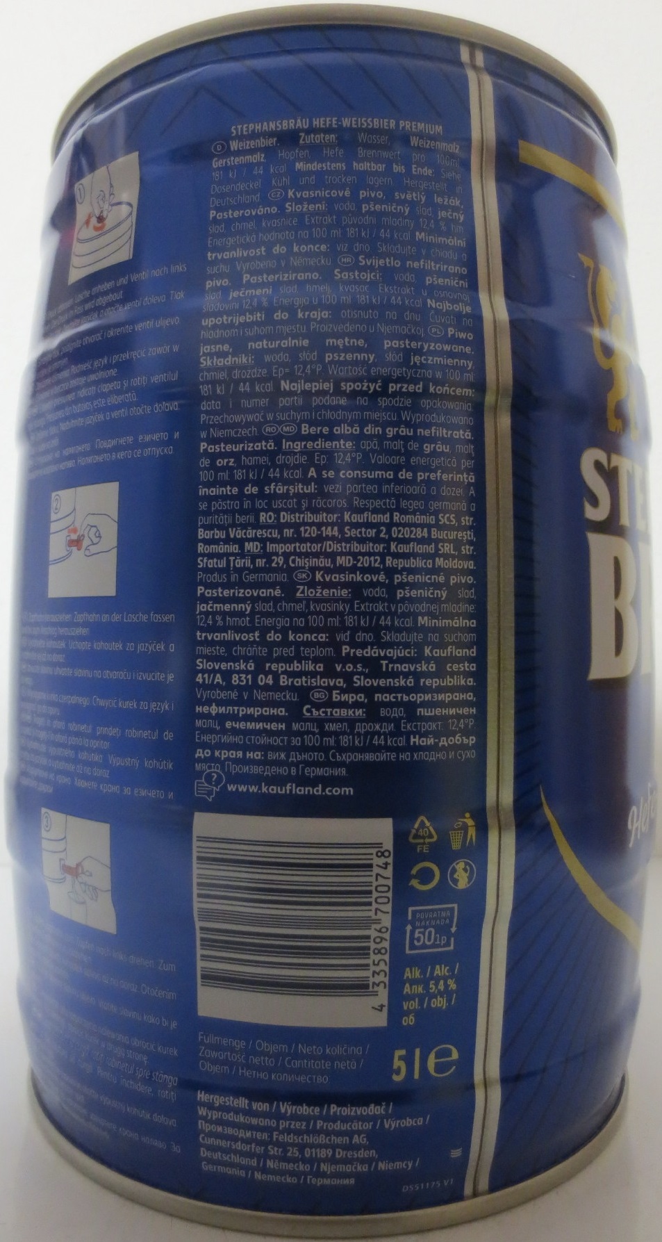 STEPHANS BRÄU Hefe-Weißbier GEBRAUT NACH DEM DEUTSCHEN REINHEITSGEBOT GEBRAUT (5L) Nr.1