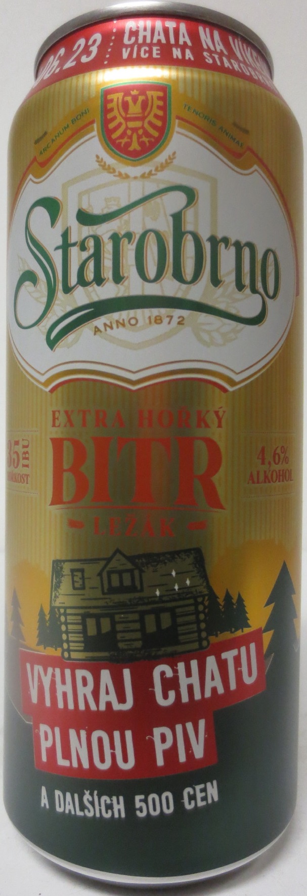 STAROBRNO BITR EXTRA HOŘKÝ LEŽÁK VYHRAJ CHATU PLNOU PIV A DALŠÍCH 500 CEN 23.4.2023 (50cl) (B/O) č.1