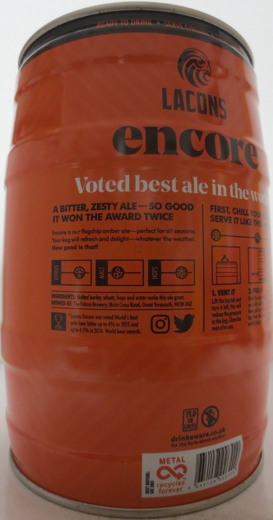 LACONS encore AMBER ALE sip.savour.repeat (5L) Nr.1 
