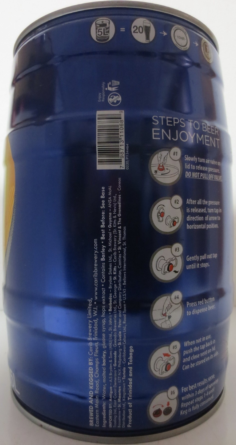 Carib PREMIUM CARIBEAN Lager DRAUGHT BEER KEG (5L) Nr.1