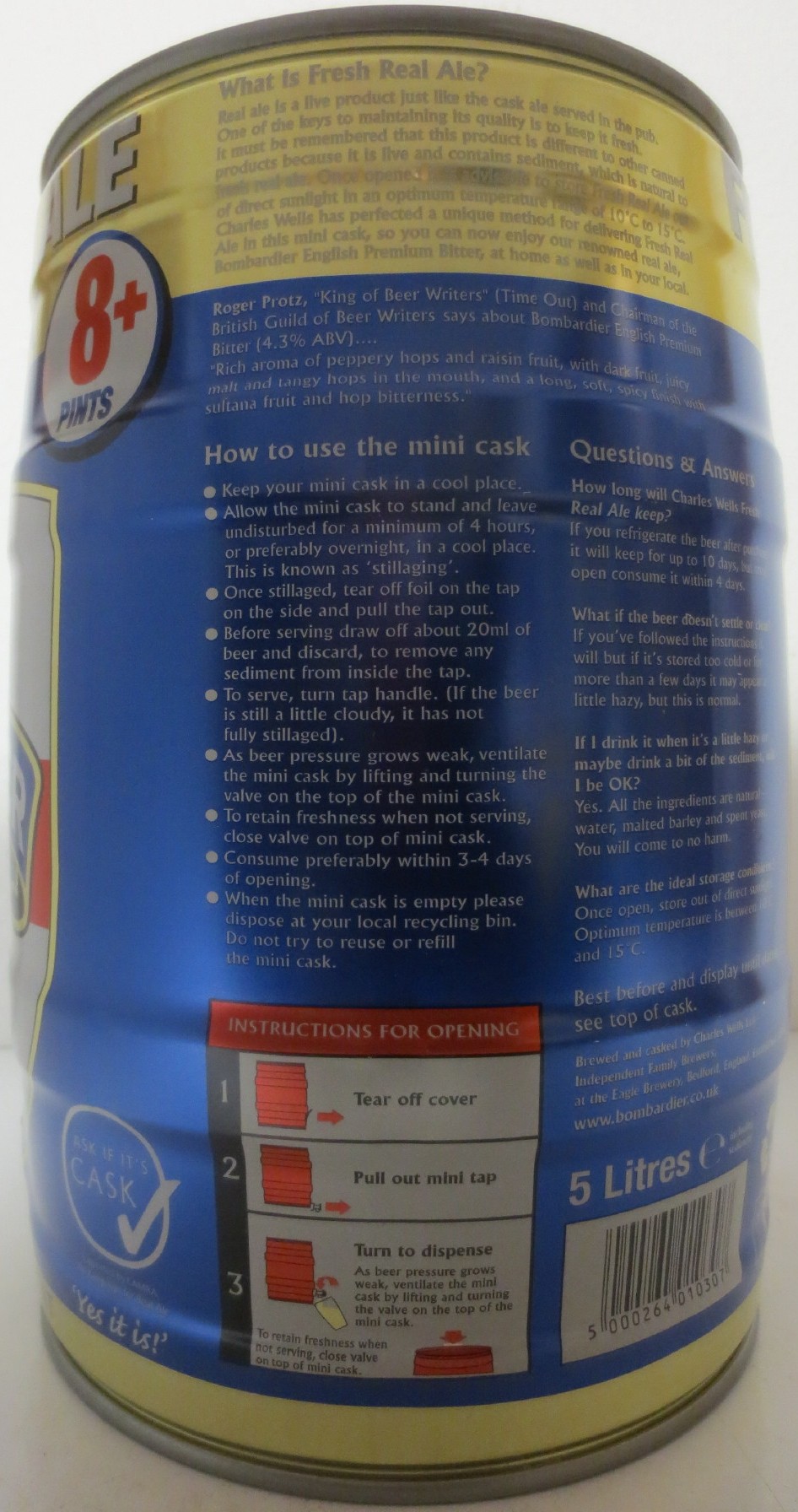 BOMBARDIER ENGLISH PREMIUM BITTER (5L) Nr.1 