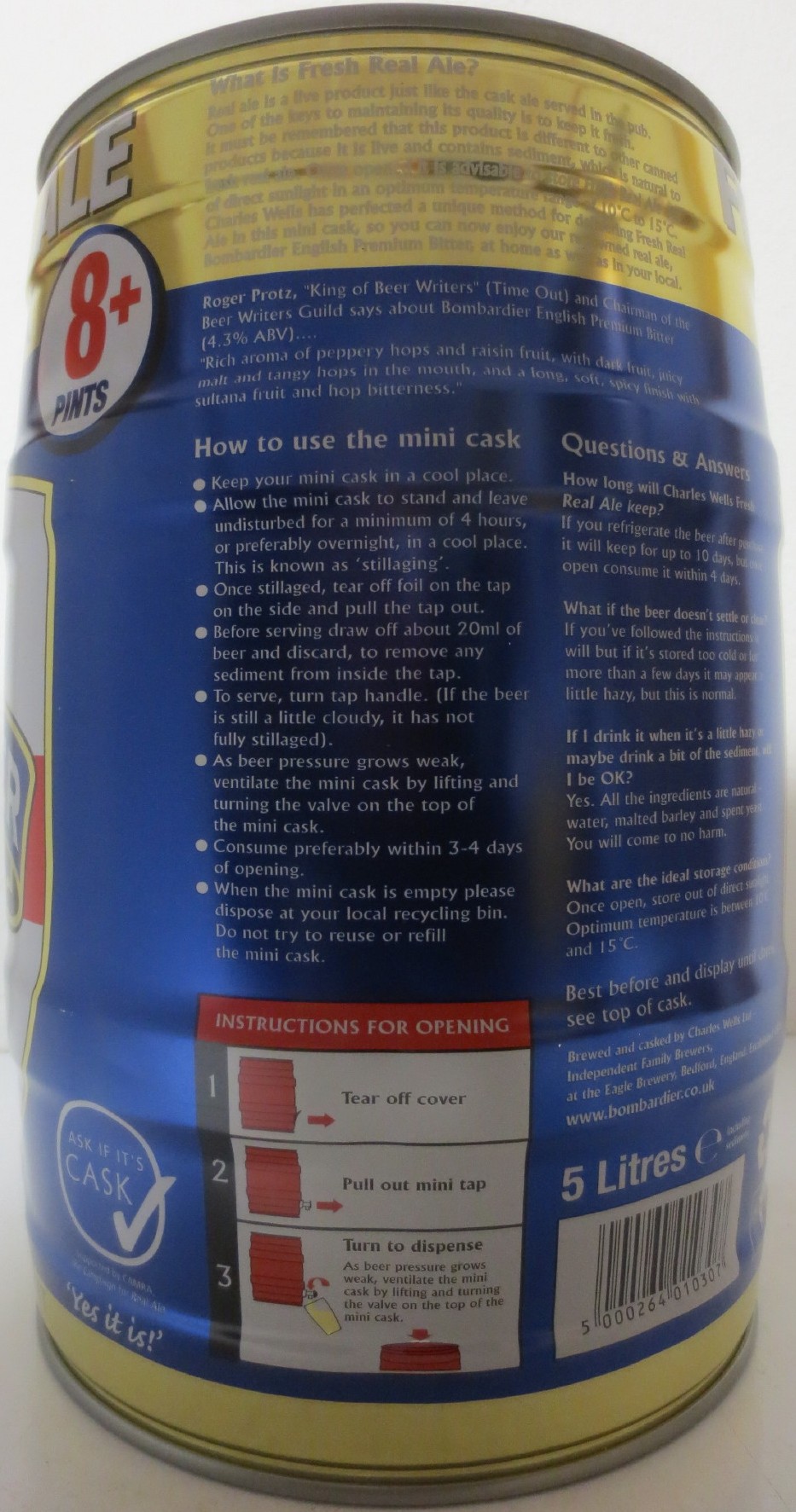 BOMBARDIER ENGLISH PREMIUM BITTER (5L) Nr.2 