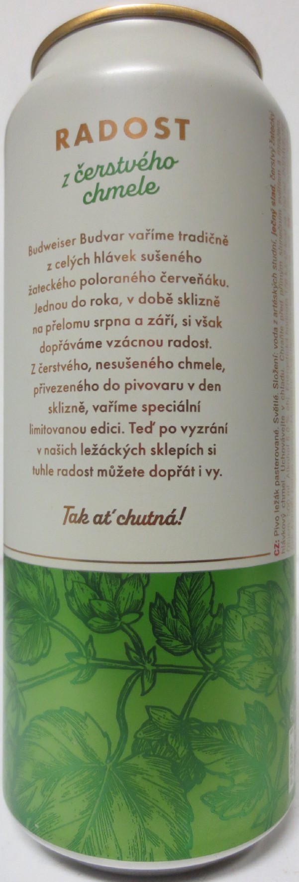 BUDWEISER Budvar ORIGINAL CZECH LAGER z čerstvého chmele LIMITOVANÁ EDICE (50cl) (B/O) č.1 