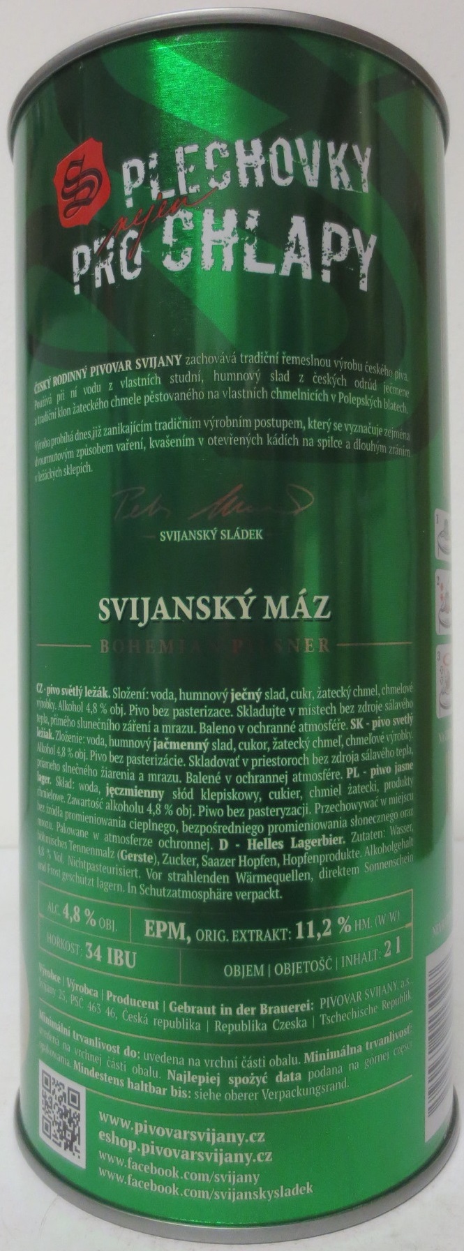 Svijany SVIJANSKÝ MÁZ - Světlý ležák .1564. Tradiční pivo bez pasterizace 11 (200cl) č.1