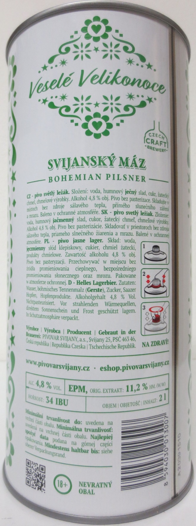 Svijany SVIJANSKÝ MÁZ Světlý ležák -1564- VELIKONOCE 2022 (200cl) č.1 