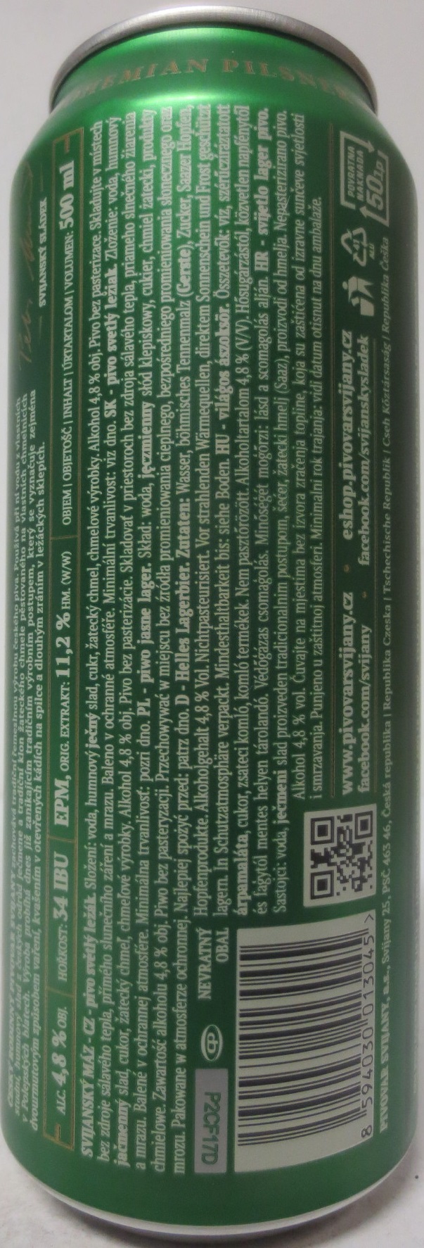 Svijany SVIJANSKÝ MÁZ - Světlý ležák .1564. Tradiční pivo bez pasterizace 11 (CZ) (50cl) (B/O) č.1