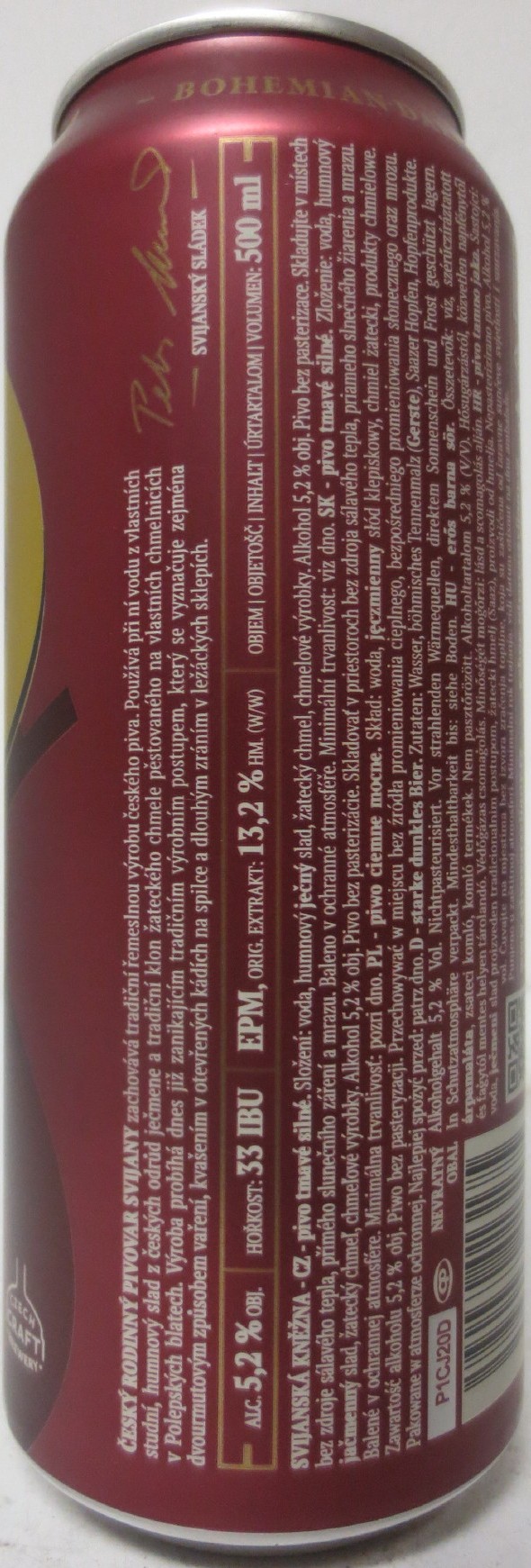 Svijany SVIJANSKÁ KNĚŽNA Tmavé silné -1564- Tradiční pivo bez pasterizace 13 III (CZ) (50cl) (B/O) č.1
