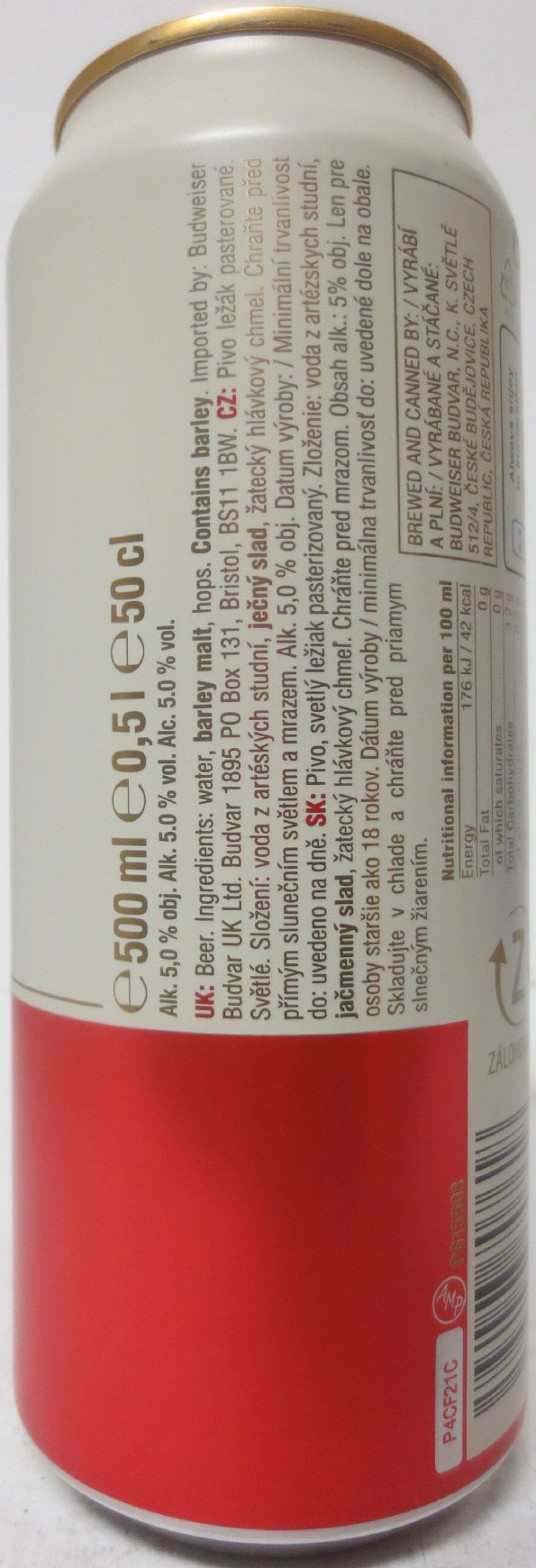 Budweiser Budvar ORIGINAL CZECH LAGER OWNED BY THE CZECH REPUBLIC (CZ) (50cl) (B/O) č.4 