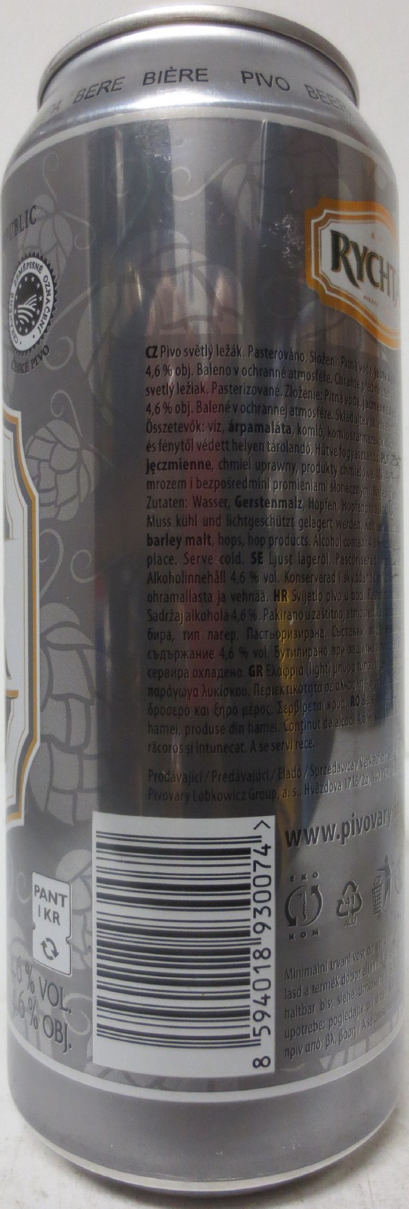 RYCHTÁŘ 11 PIVO SVĚTLÝ LEŽÁK (CZ) (50cl) (B/O) č.2