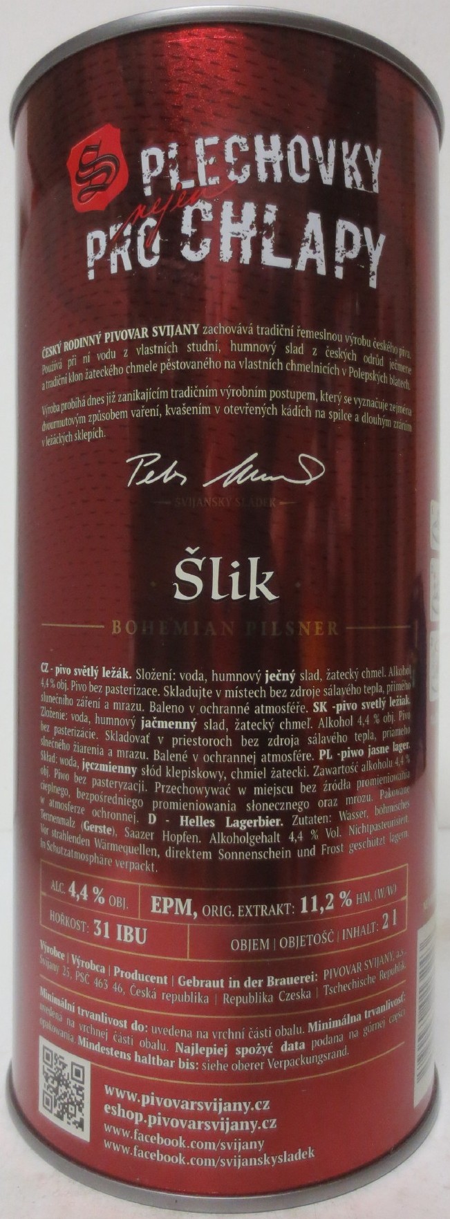 Svijany Český rodinný pivovar -1564- Šlik 11 III (200cl) č.1 