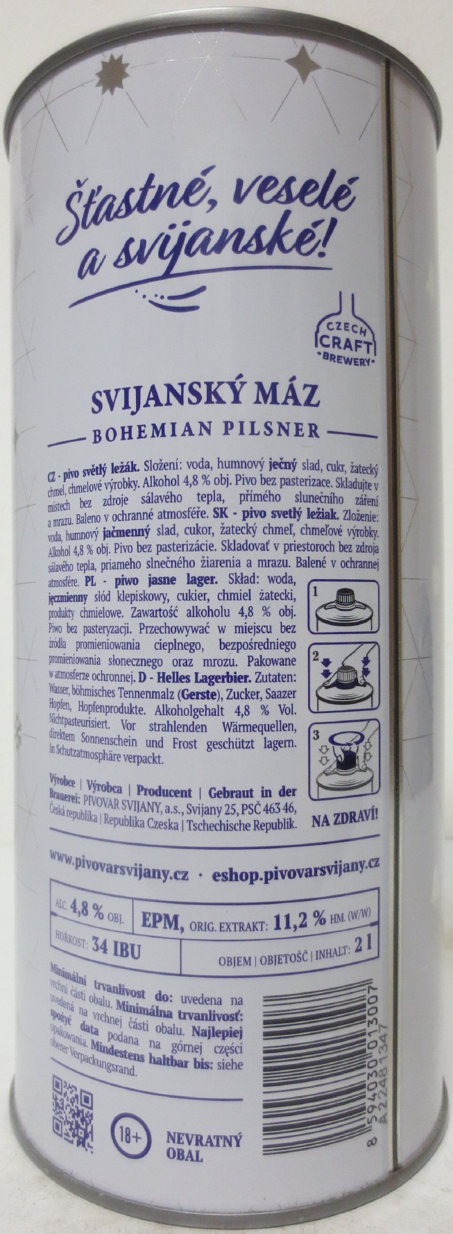Svijany SVIJANSKÝ MÁZ - Světlý ležák .1564. 11 III VÁNOCE 2022 (200cl) č.2