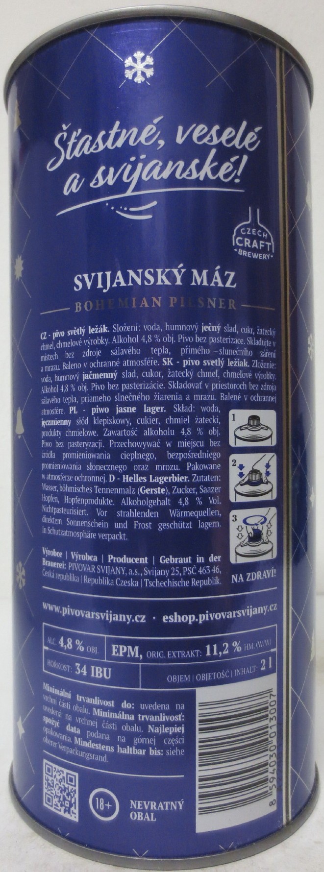 Svijany SVIJANSKÝ MÁZ - Světlý ležák .1564. 11 III VÁNOCE 2022 (200cl) č.3