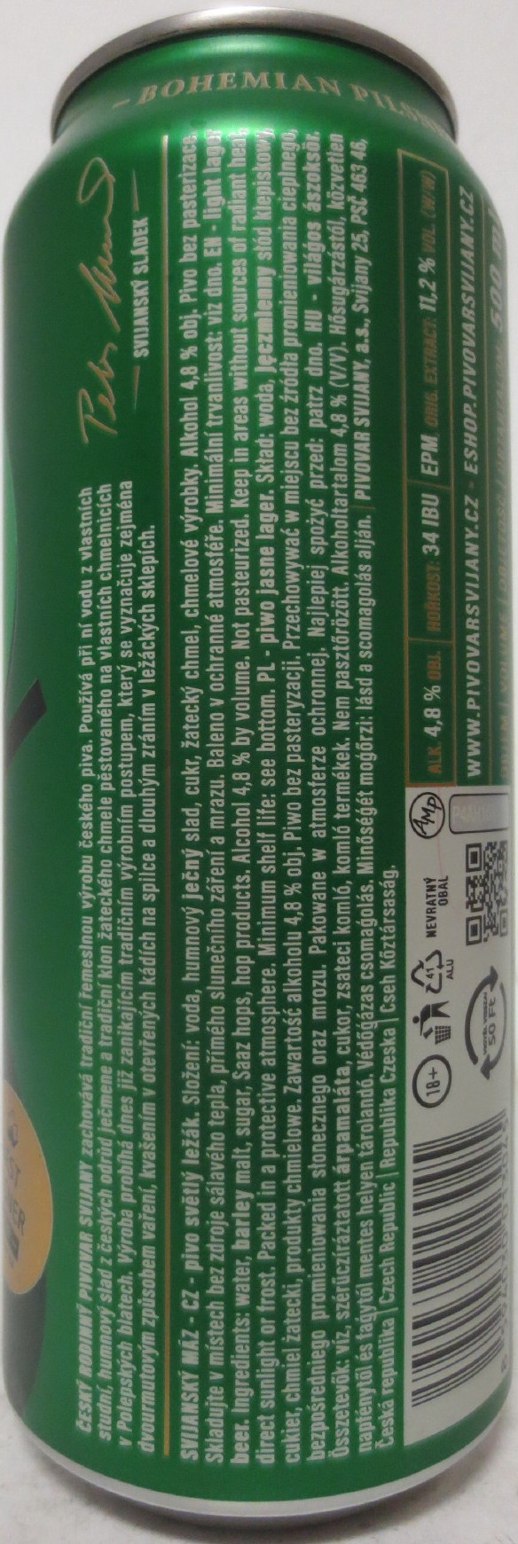 Svijany SVIJANSKÝ MÁZ - Světlý ležák .1564. Tradiční pivo bez pasterizace 11 (CZ) (50cl) (B/O) č.2 