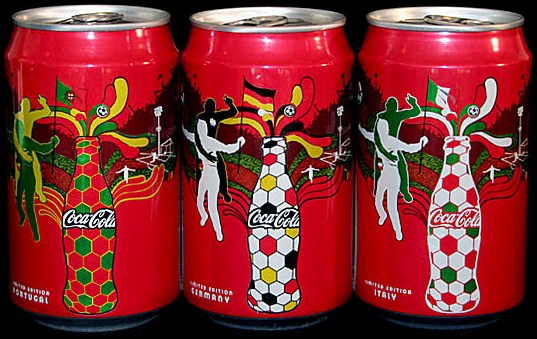 Coca Cola Euro Cup 2008 set from INDONESIA (3 + 3 cans) (33cl) (B/O)