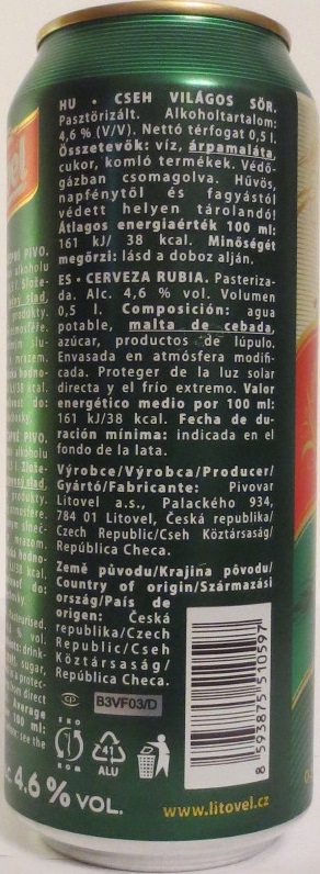 Litovel MORAVAN SVĚTLÉ VÝČEPNÍ PIVO (50cl) (B/O) č.1