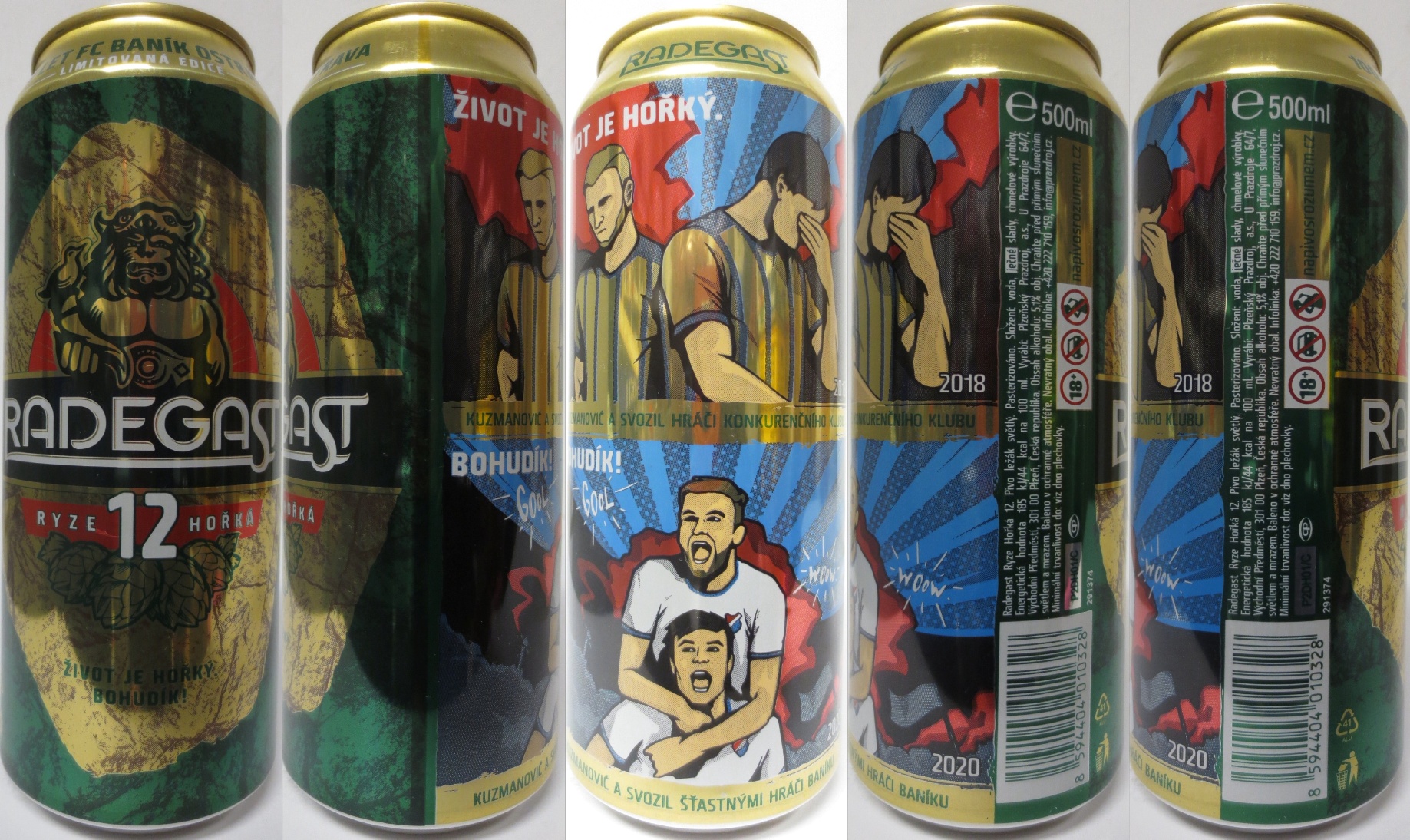 RADEGAST RYZE 12 HOŘKÁ ŽIVOT JE HOŘKÝ BOHU DÍK LIMITOVANÁ EDICE 100 LET FC BANÍK OSTRAVA kompletní série 4ks (CZ) (50cl) (T/O) 