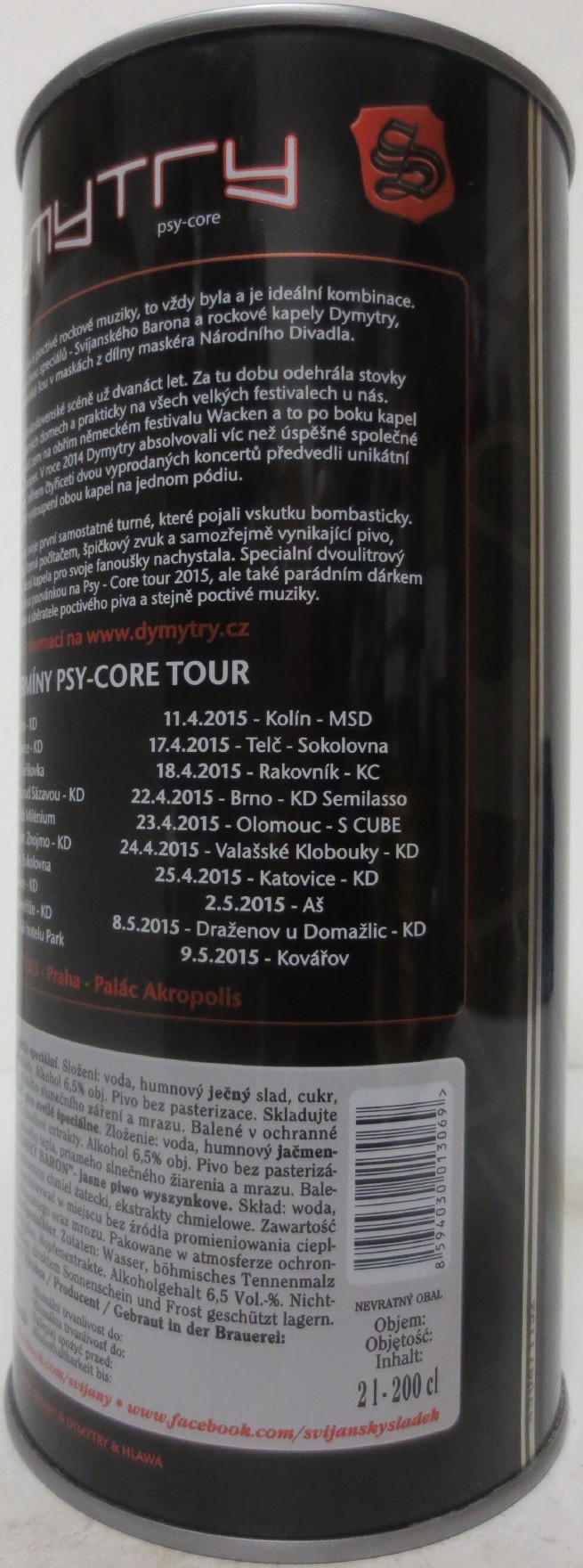 Svijany SVIJANSKÝ BARON DYMYTRY PSY CORE PLECHOVKA PRO CHLAPY (200cl) č.1 