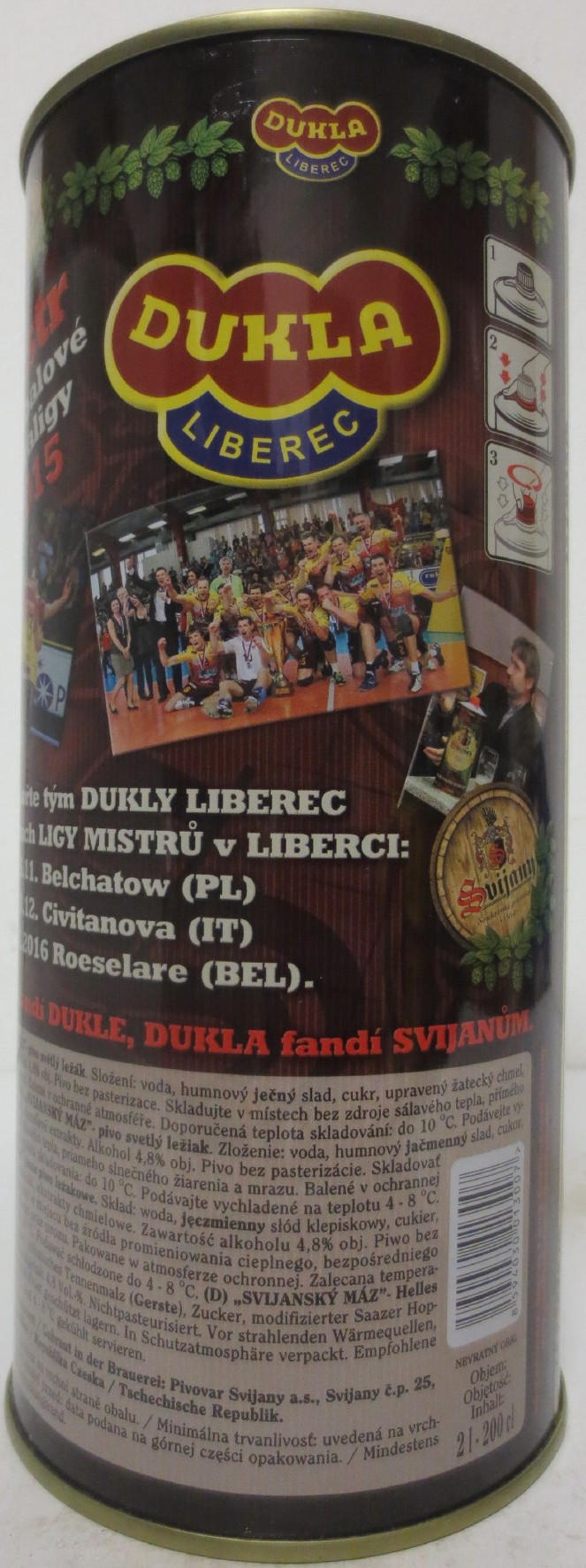 Svijany SVIJANSKÝ MÁZ Světlý ležák DUKLA LIBEREC (200cl) č.1