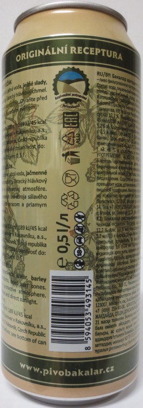 Bakalář SVĚTLÝ LEŽÁK ZA STUDENA CHMELENÝ (50cl) (B/O) č.2
