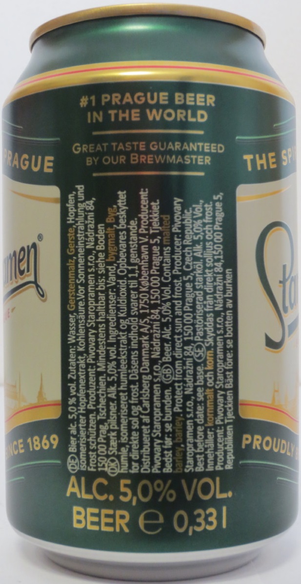 Staropramen EST. IN PRAGUE THE SPIRIT OF PRAGUE PROUDLY BREWED SINCE 1869 (33cl) (B/O) Nr.1 