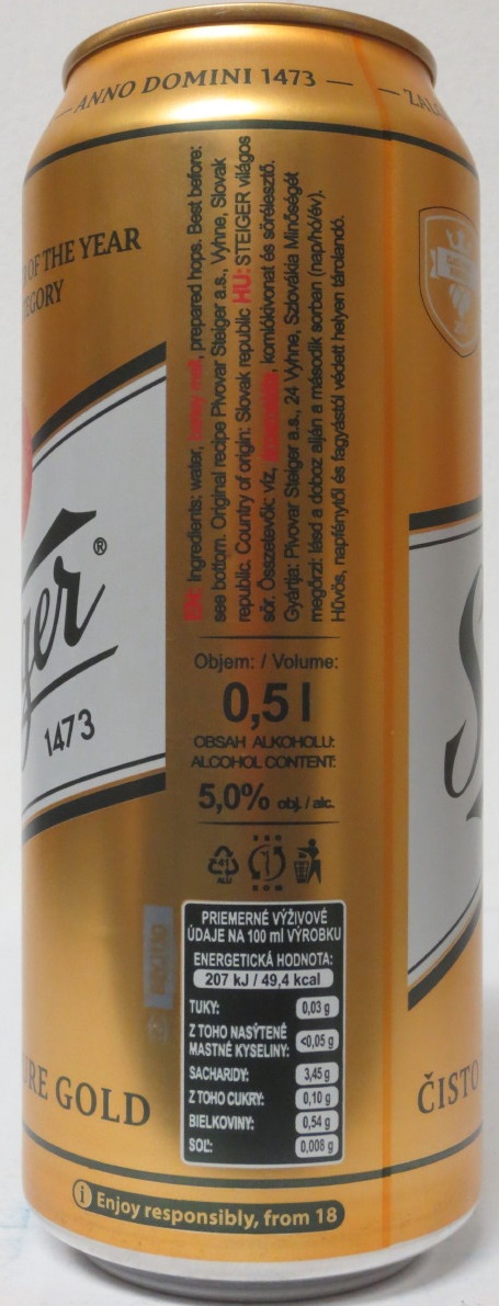 Steiger 1473 12% ČISTĚ PRÍRODÉ ZLATO (50cl) (B/O) č.2