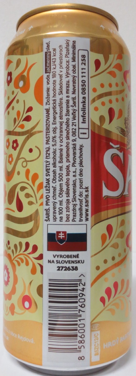 ŠARIŠ 12% ZLATÁ (50cl) (B/O)