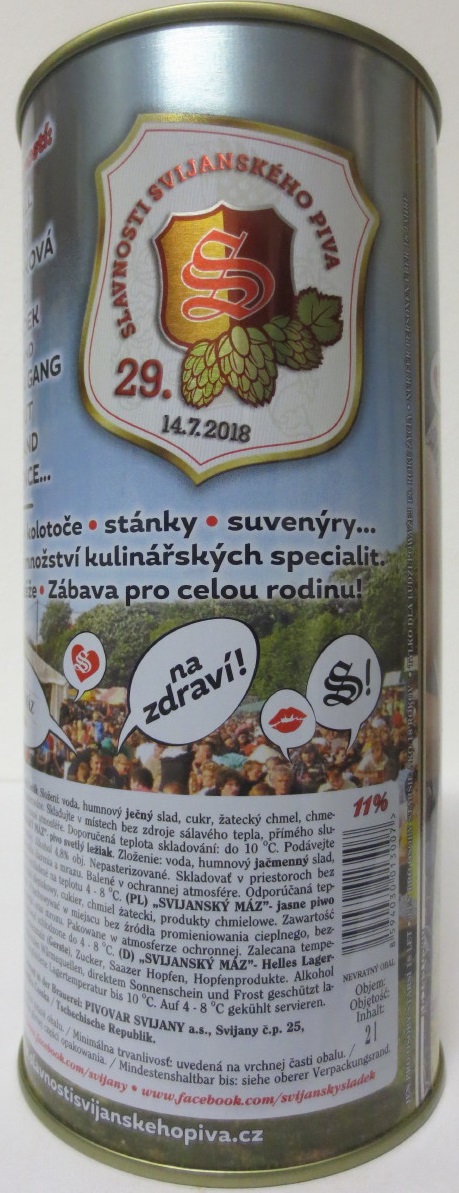 Svijany SVIJANSKÝ MÁZ 29. SLAVNOSTI SVIJANSKÉHO PIVA 14.7.2018 (200cl)