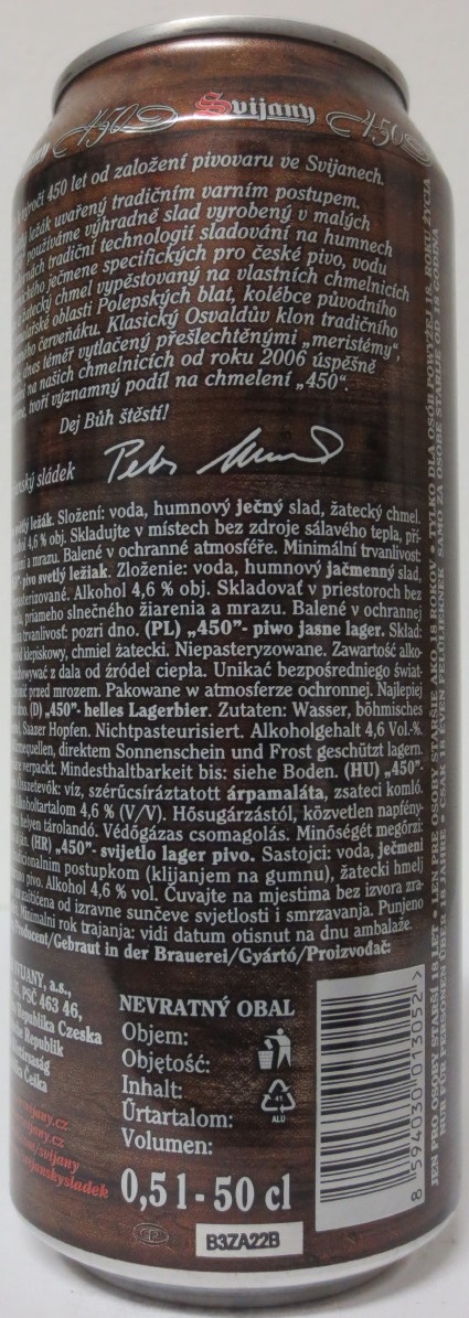 Svijany 450 Prémiový ležák 1564 (50cl) (B/O)