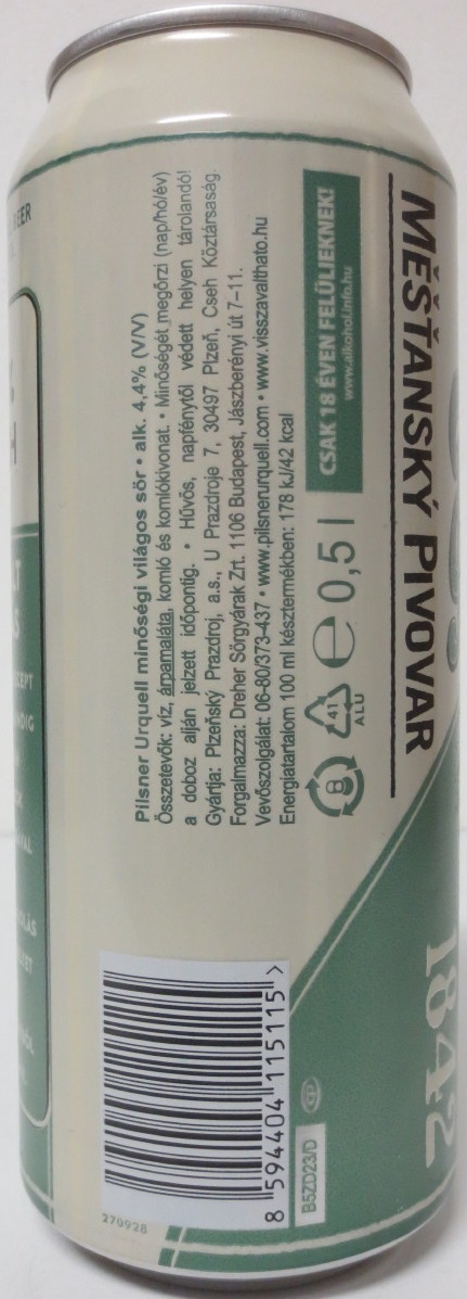 Pilsner Urquell MĚŠŤANSKÝ PIVOVAR (50cl) (B/O)