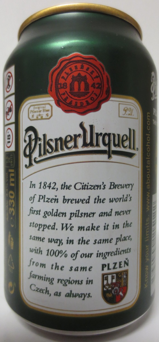 Pilsner Urquell BREWED IN PLZEŇ,CZECH THE ORIGINAL PILSNER IMPORTED (33cl) (B/O) č.3