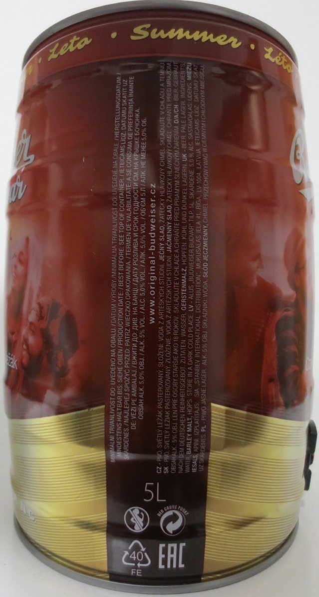 Budweiser Budvar ORIGINAL Czech Imported lager I Světlý ležák (5L) č.1