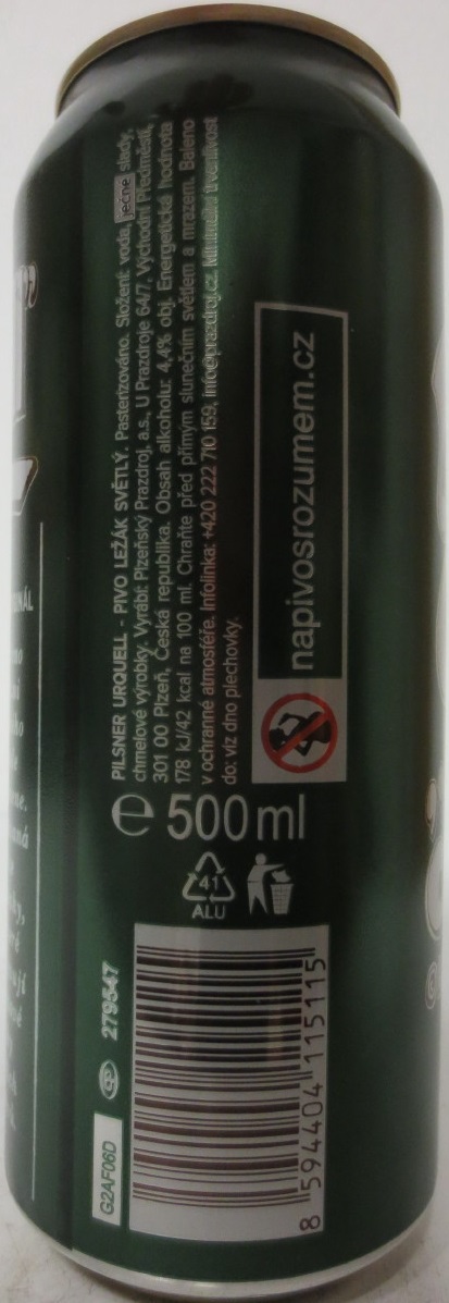 Pilsner Urquell MĚŠŤANSKÉHO PIVOVARU V PLZNI (50cl) (B/O)