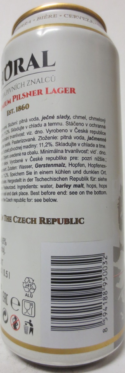 HORAL VOLBA PIVNÍCH ZNALCŮ 11% PREMIUM PILSNER LAGER 1860 (50cl) (B/O) č.1