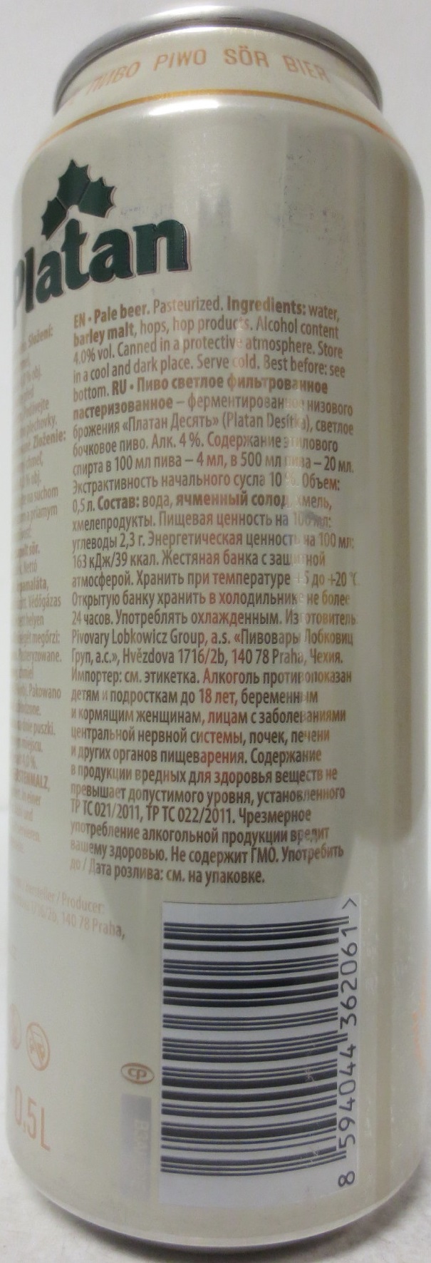 Platan DESÍTKA SVĚTLÉ VÝČEPNÍ PALE DRAUGHT BEER (50cl) (B/O) č.1