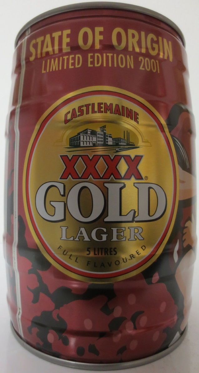 CASTLEMAIN XXXX GOLD LAGER 5 LITRES STATE OF ORIGIN LIMITED EDITION 2001 (5L) Nr.1