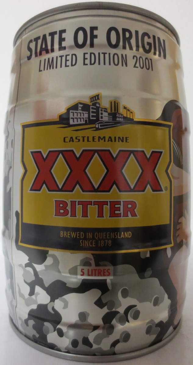 CASTLEMAINE XXXX BITTER THE BARREL STATE OF ORIGIN LIMITED EDITION 2001 (5L) Nr.1 